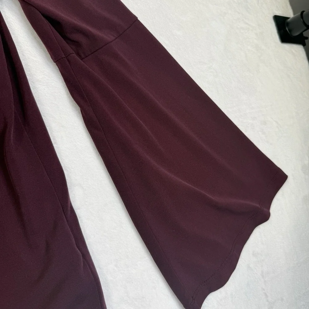 Michael Kors Blouse Women S Burgundy Excellent Bell Sleeve Keyhole Gold Hardware